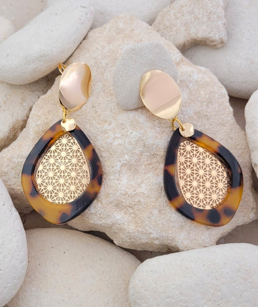 Boucles d'oreilles clips dorées écaille