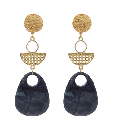 Boucles oreilles clips longues pendantes grises
