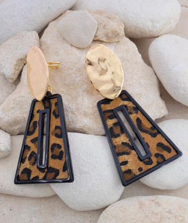 Grandes boucles oreilles clips léopard