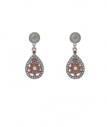 Boucles oreilles pendantes blanc et orange