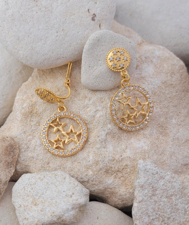 Boucles d'oreilles clips étoiles dorées strass