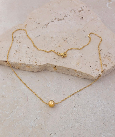 Ras du cou pendentif acier perle dorée