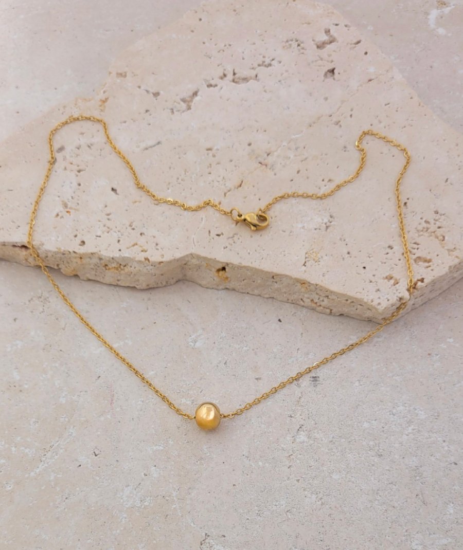 Collier Petite Perle Ras De Cou -Lina- Plaquée Or 18K - Perle Eternelle