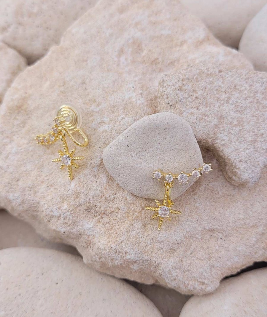 Petites Boucles D'Oreilles Clips Strass Argenté - 2.8 Cm - Occasion Bon État - WG549