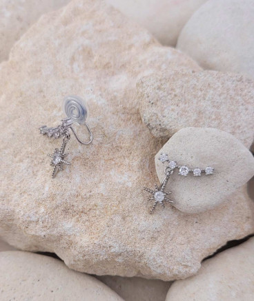 Boucles d'oreilles clip balancier strass rhodiés