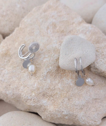 Boucles d'oreilles Ear cuff non percé rhodié