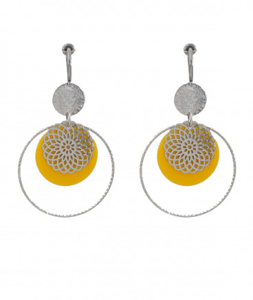 Boucles d'oreilles clips jaune rhodiées