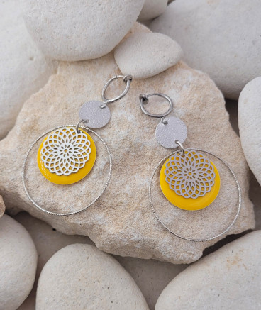 Boucles d'oreilles clips jaune rhodiées