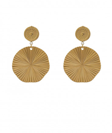 Boucles d'oreilles acier doré solaires