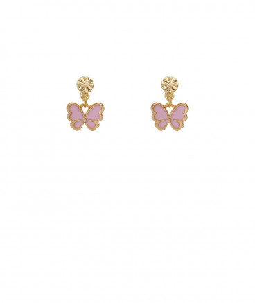 Boucles oreilles à clip pendantes papillon rose filles confortables - Pépita by Tara Pépita