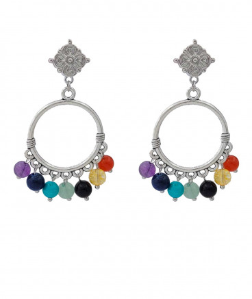 Boucles oreilles clip Jade multicolore