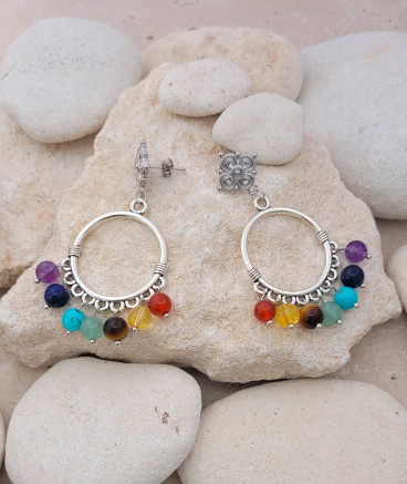 Boucles oreilles Jade multicolore