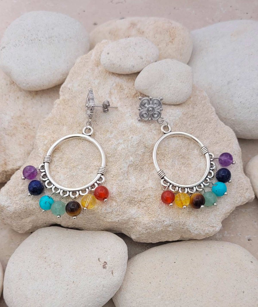 Boucles oreilles Jade multicolore