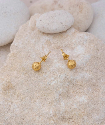 Boucles d'oreilles balle de golf acier doré 6 mm