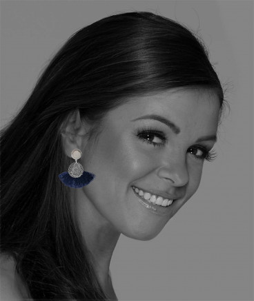 Boucles oreilles clip pompons marine