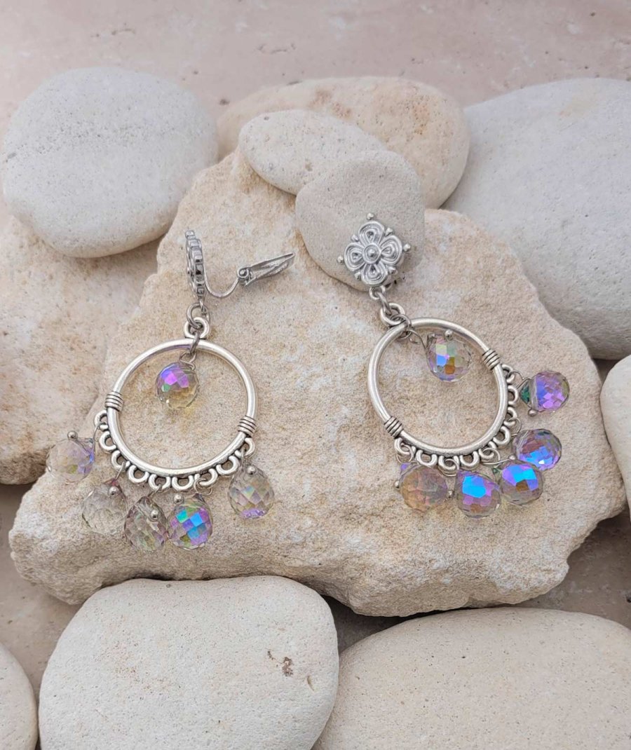 Boucles oreilles clip cristal