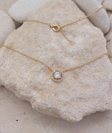 Pendentif plaqué or zirconium serti