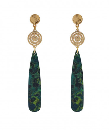 Boucles oreilles longues vertes