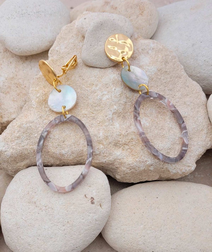Boucles oreilles à clips légères grises