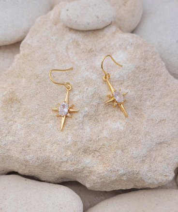 Boucles d'oreilles étoile zircon