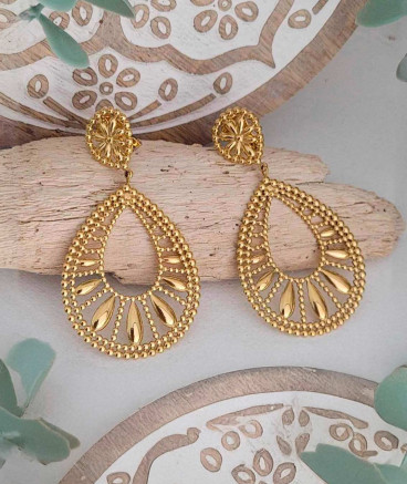 Boucles d'oreilles clip acier doré orientales
