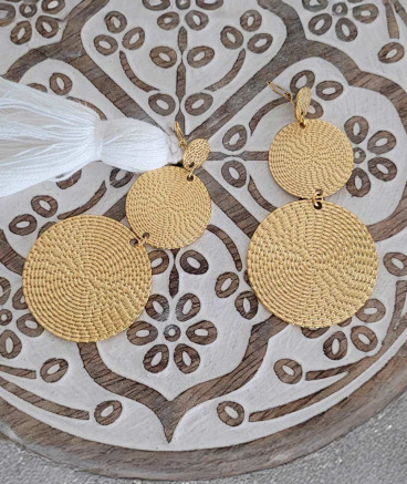 Boucles d'oreilles clip acier doré tressées