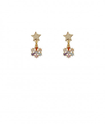 Boucles oreilles à clip pendantes flocon rose en strass pour les filles - Pépita by Tara Pépita