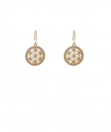 Boucles d'oreilles fleurs dorées strass