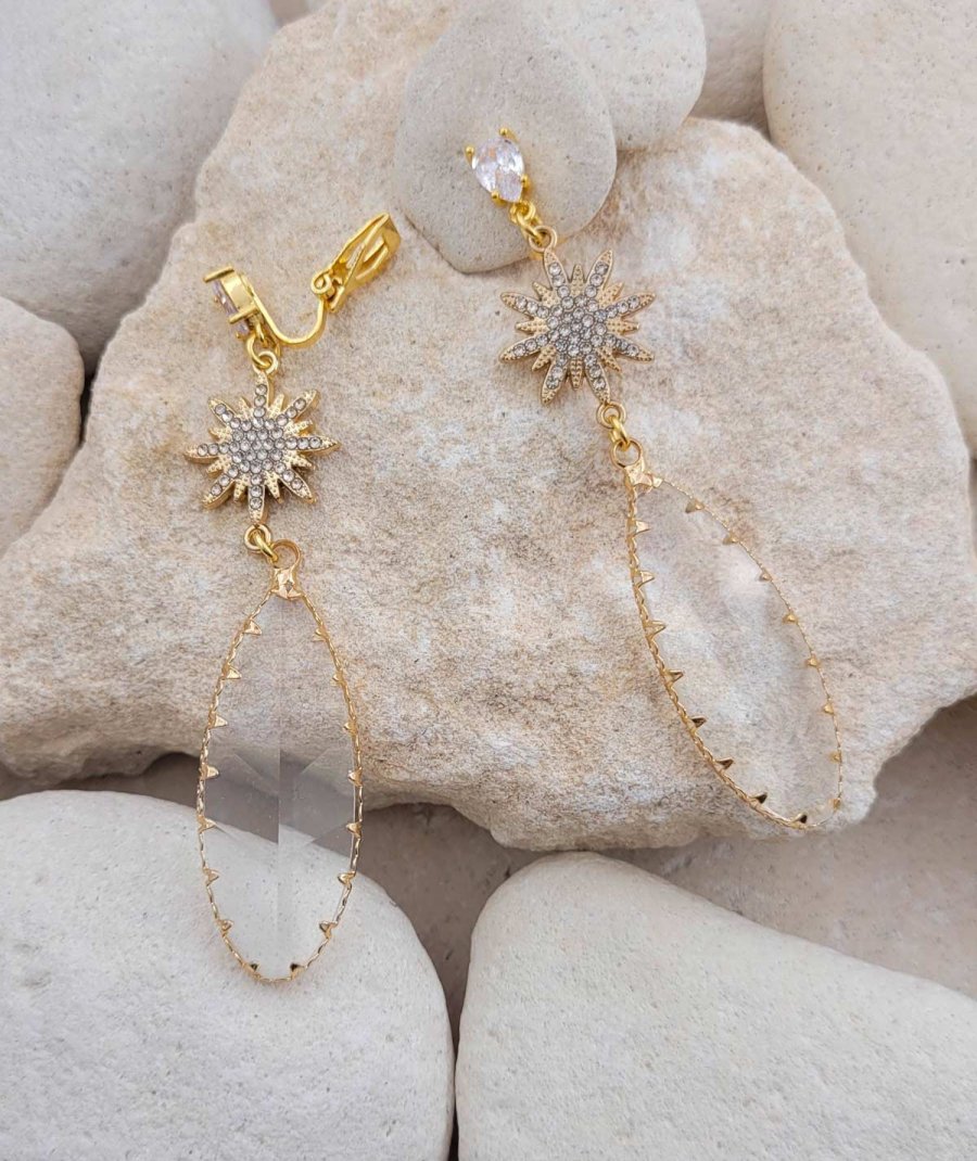 Boucles D'oreilles CLIP ON NON Percées Pinces Pendante