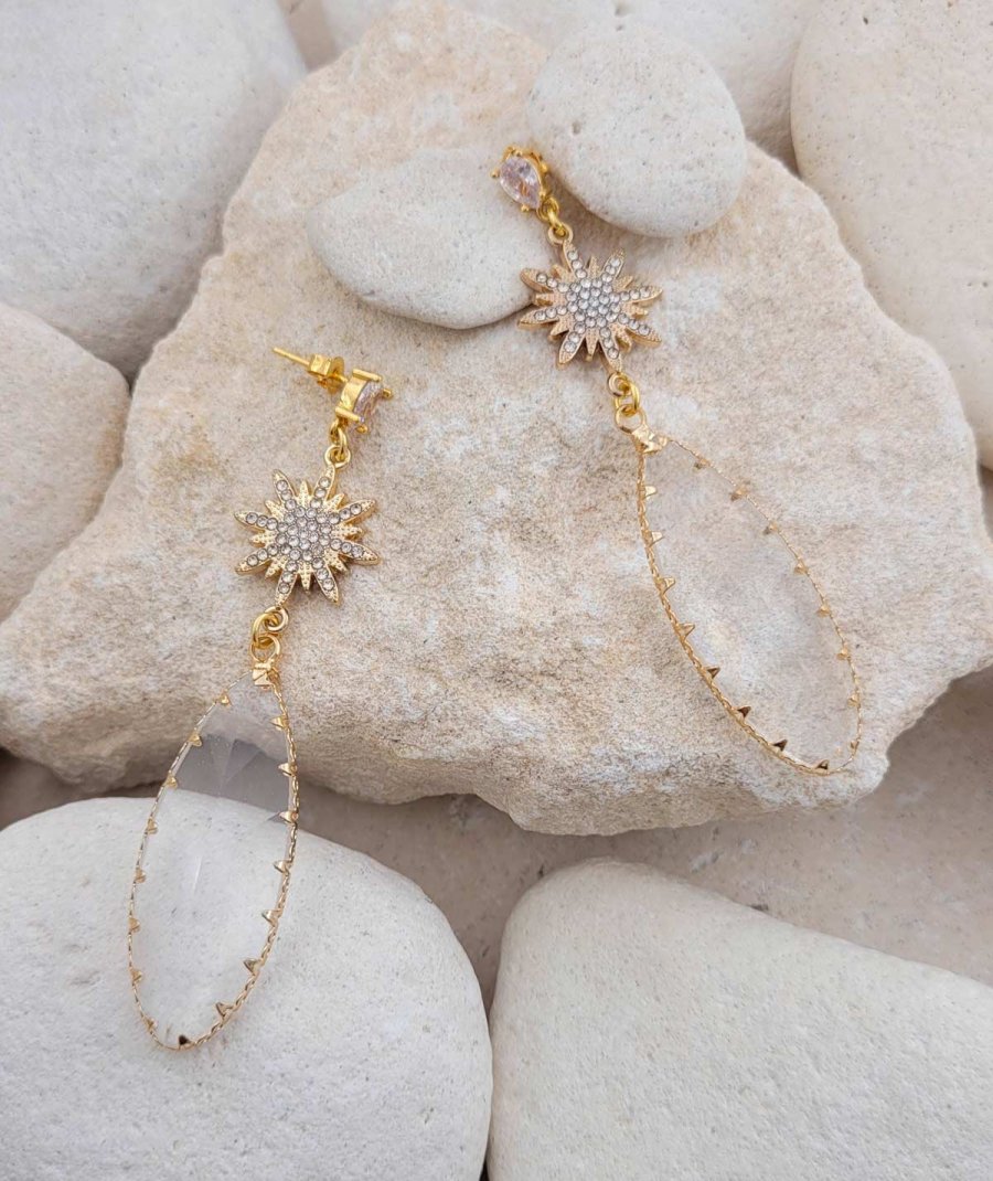 Boucles d'oreilles pendantes cristal