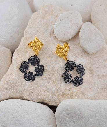 Boucles oreilles filigrane noir