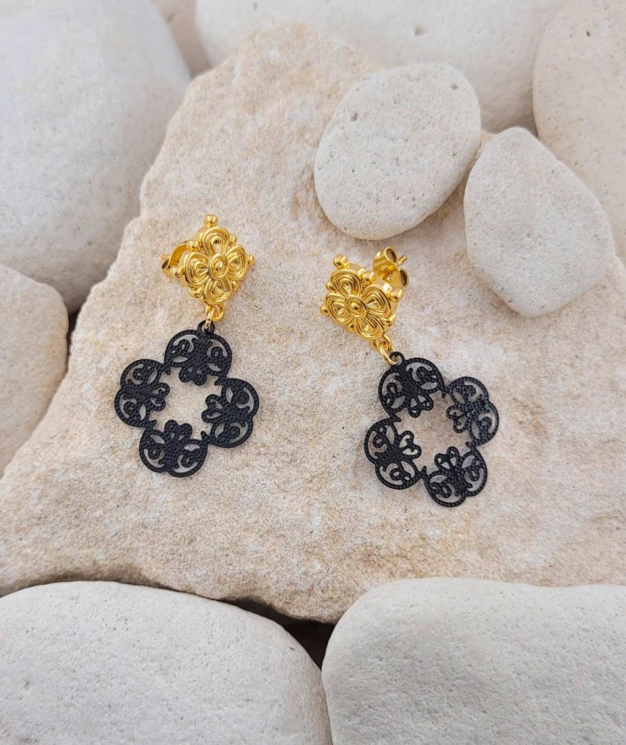Boucles oreilles filigrane noir