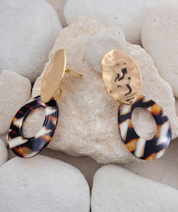 Boucles oreilles clips oversize écaille