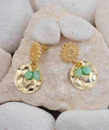 Boucles oreilles dorées martelées