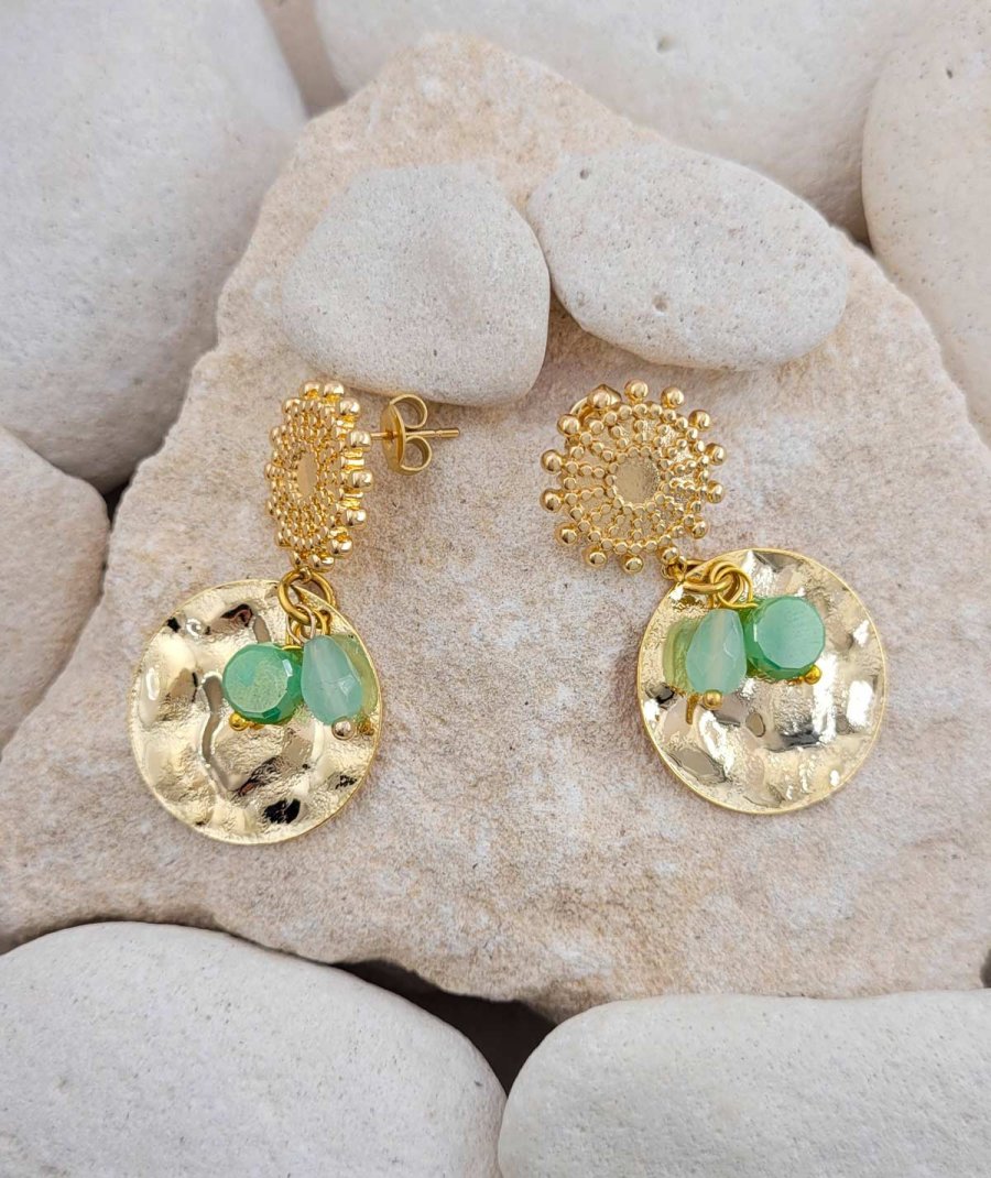 Boucles oreilles dorées martelées