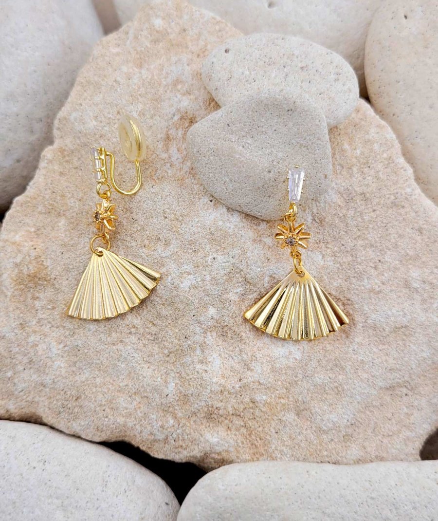 Boucles oreilles clips éventail confort