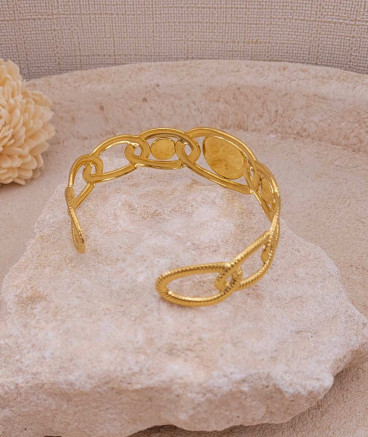 Bracelet jonc acier doré nacre blanche