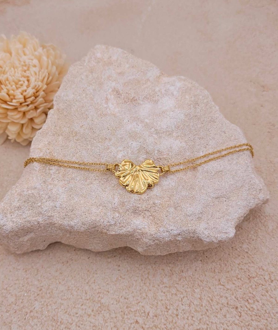 Bracelet sur chaînes acier doré noeud