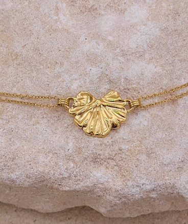 Bracelet sur chaînes acier doré noeud