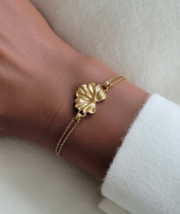 Bracelet sur chaînes acier doré noeud