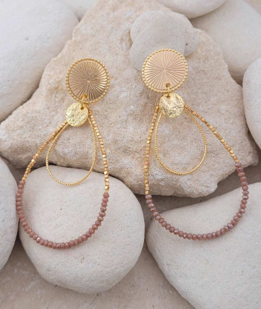 Boucles oreilles à clips pendantes taupe