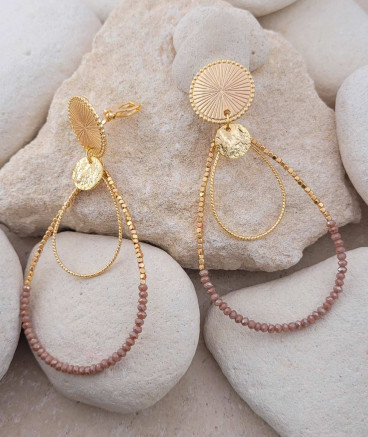 Boucles oreilles à clips pendantes taupe