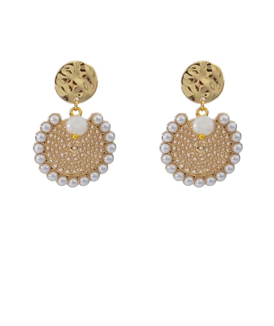 Boucles D'Oreilles Clip Doré Antique Perle Multicolore Vert - Modèle Unique ET9