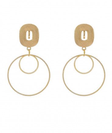 Boucles D'oreilles Clips Dorées Vintage Monet - Occasion Bon état