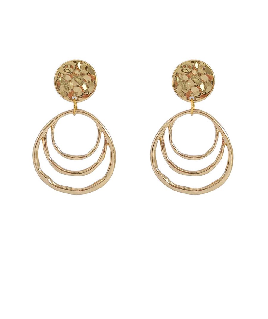 Boucles D'oreilles Clips Dorées Avec émail Noir - Occasion Très Bon état
