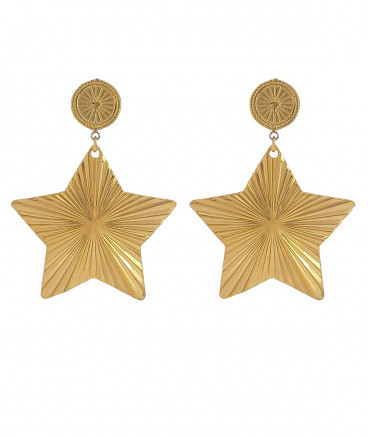 Boucles d'oreilles clip acier doré étoiles