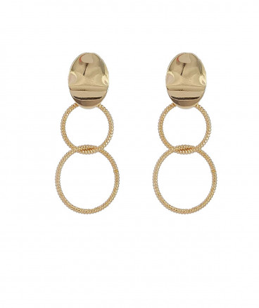 Boucles d'oreilles clips double anneau doré
