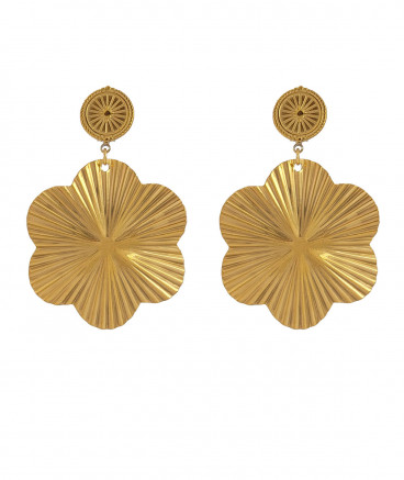 Boucles d'oreilles clip acier doré fleur
