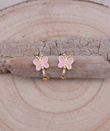 Petites boucles oreilles clips papillon rose filles - Pépita by Tara Pépita