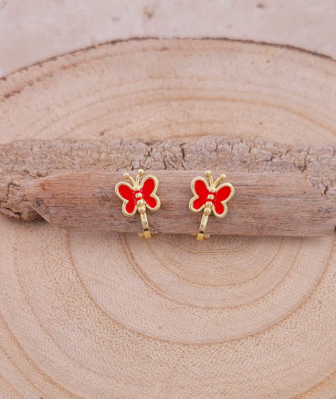 Petites boucles oreilles à clip papillon rouge pour filles très confortables - Pépita by Tara Pépita